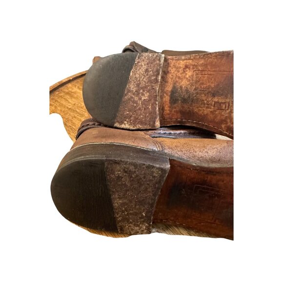 Frye Boots Paige Trapunto Women's 8 B shoes brown Leather Buckle Mid Calf 76115 - Picture 9 of 13